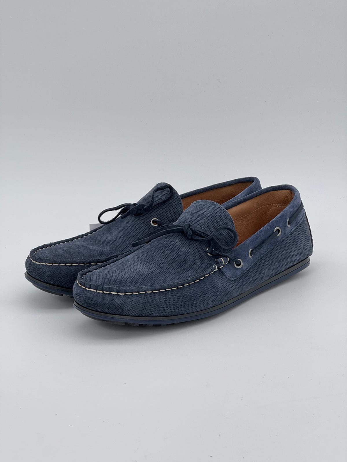 Mocassino vassanelli camoscio blu con laccio art.3011