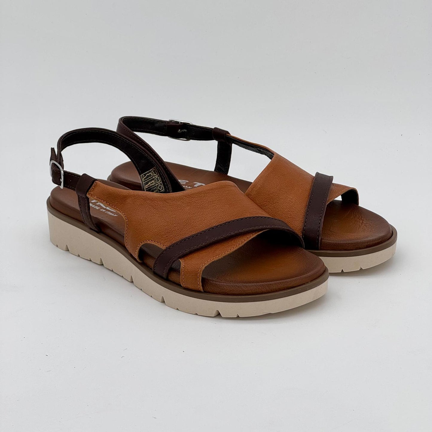 Sandalo Tret in pelle nappa cuoio/t.moro art.1854
