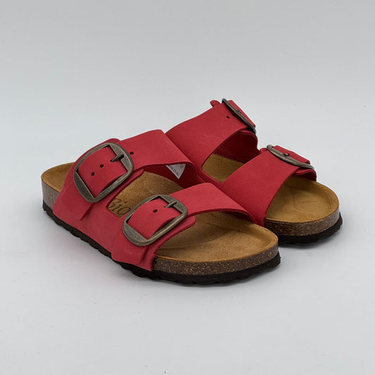 Ciabatta FüssBio ( modello due fibbie) in Pelle rosso art.152101