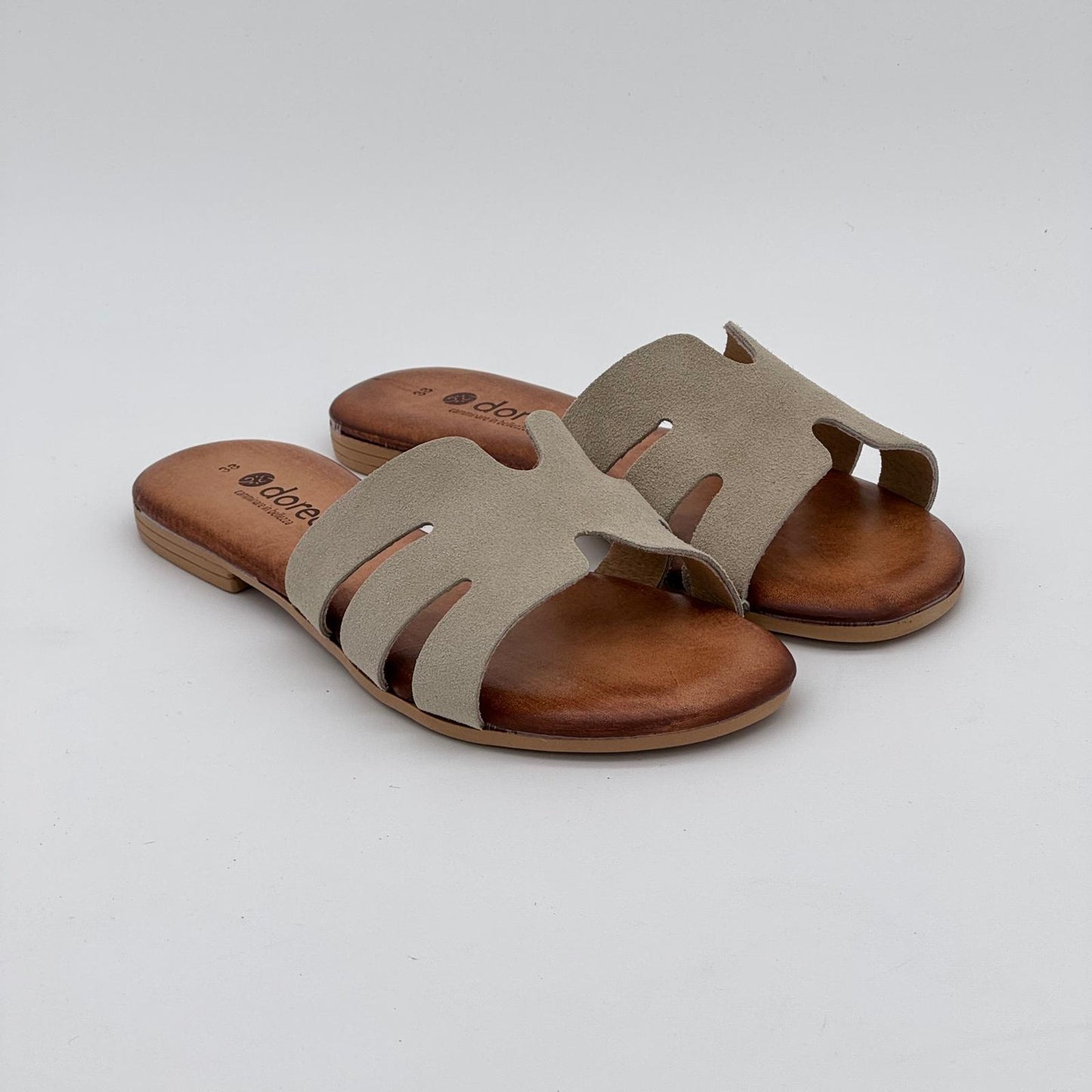 Ciabatta Dorea modello 3H in pelle camoscio beige scuro mh 5102