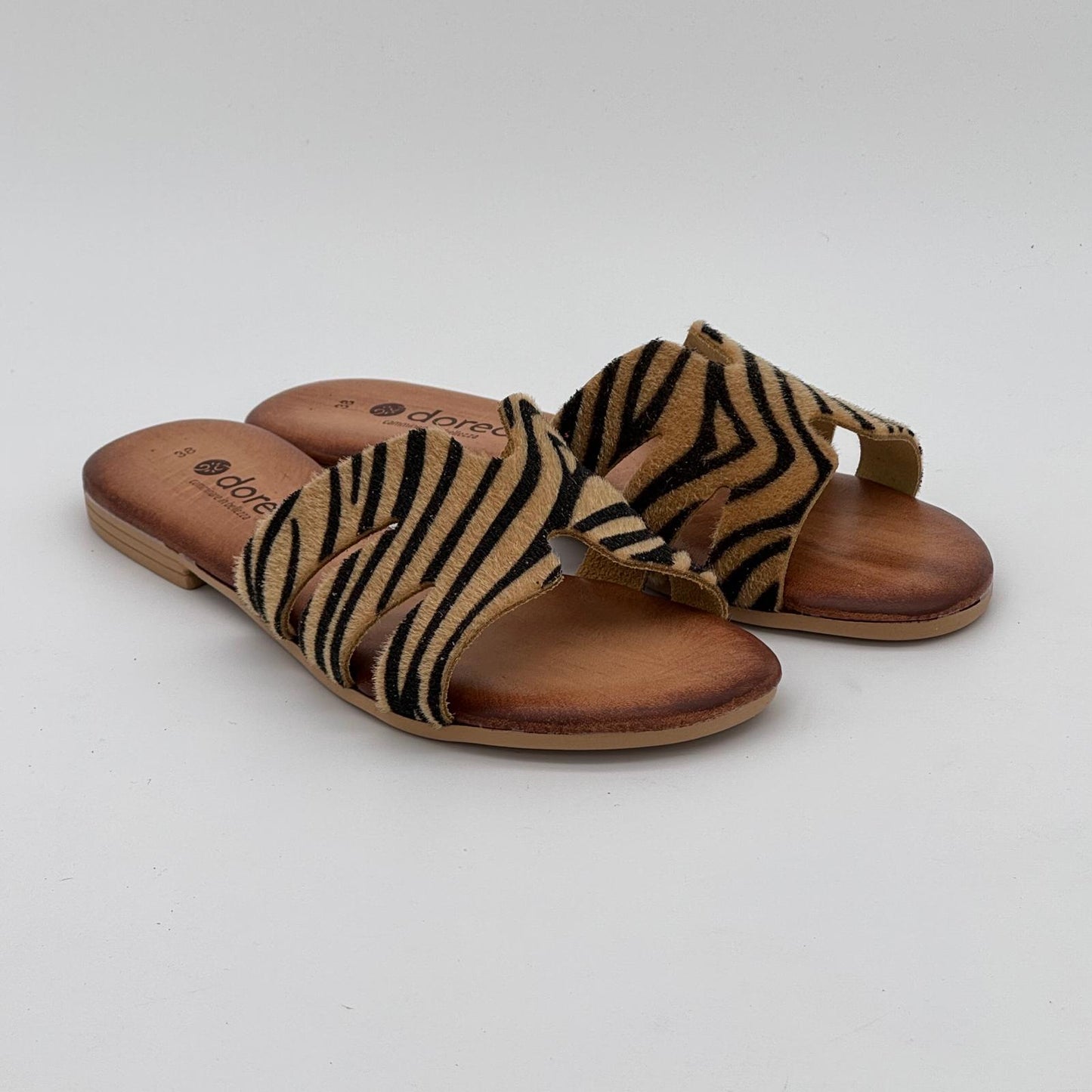 Ciabatta Dorea modello 3H in pelle zebrato beige mh 5102