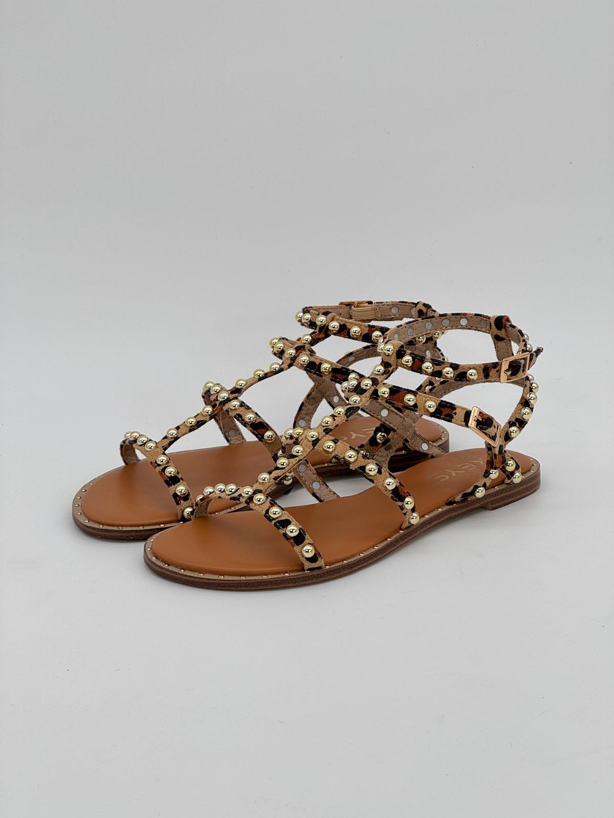 Sandalo leopardo con borchie k10891