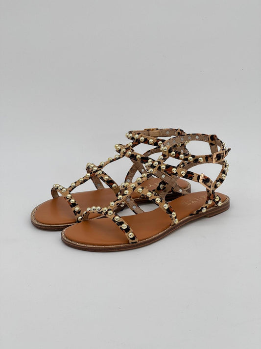 Sandalo leopardo con borchie k10891